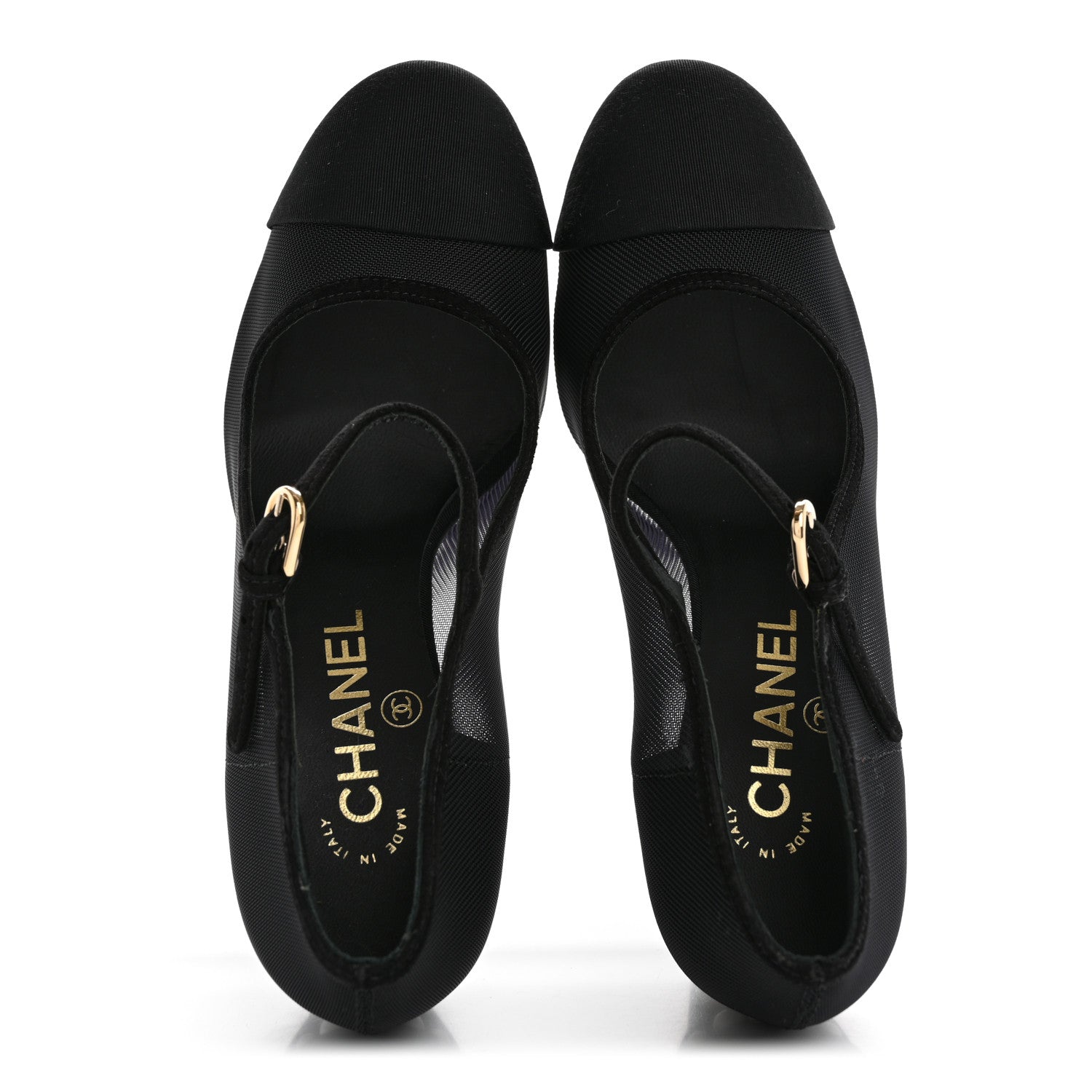 Chanel Mesh Suede Grosgrain Pearls Cap Toe Mary Jane Pumps  37.5 Black 2 of 14