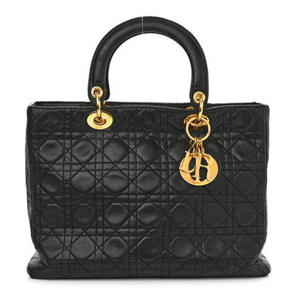 Christian Dior Lambskin Cannage Large Lady Dior Black 1 of 22