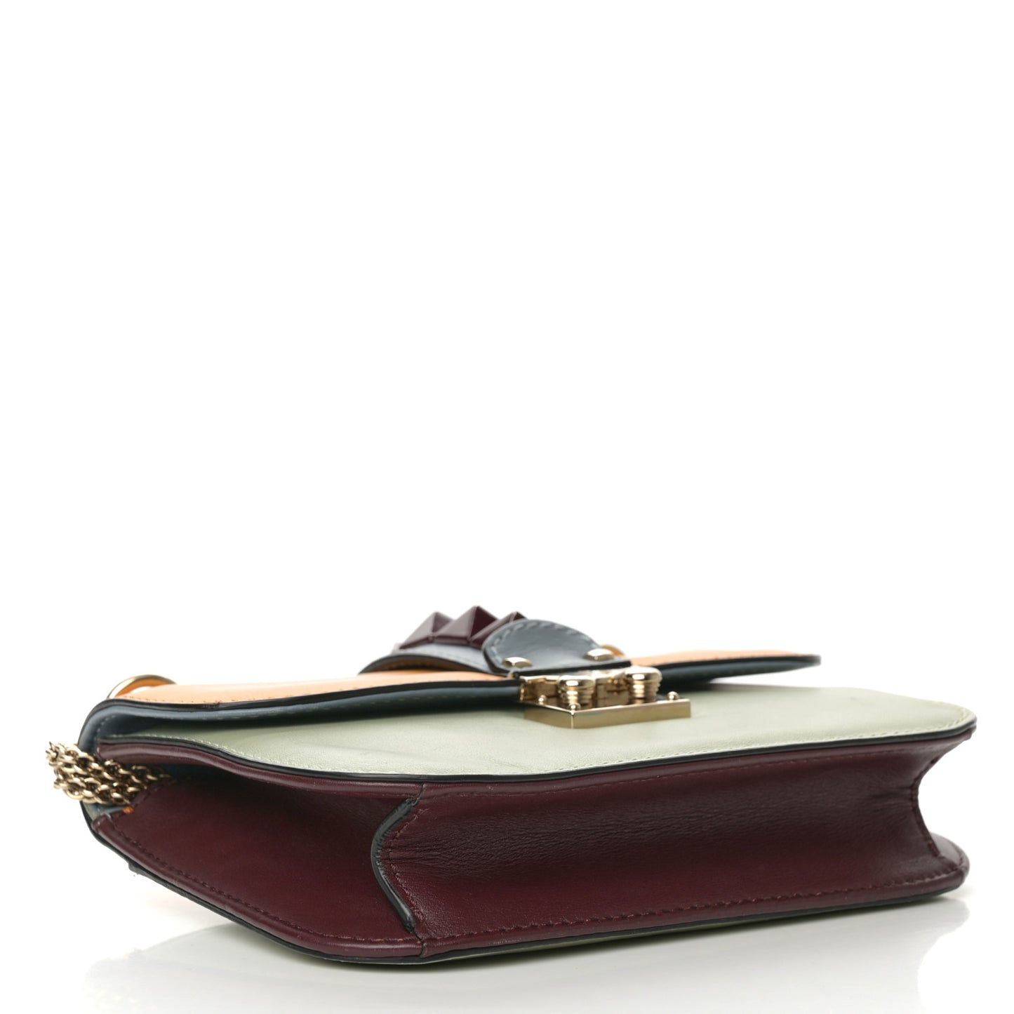 Vitello Small Glam Lock Rockstud Flap Mandarin Green Tea London Stone Rubin