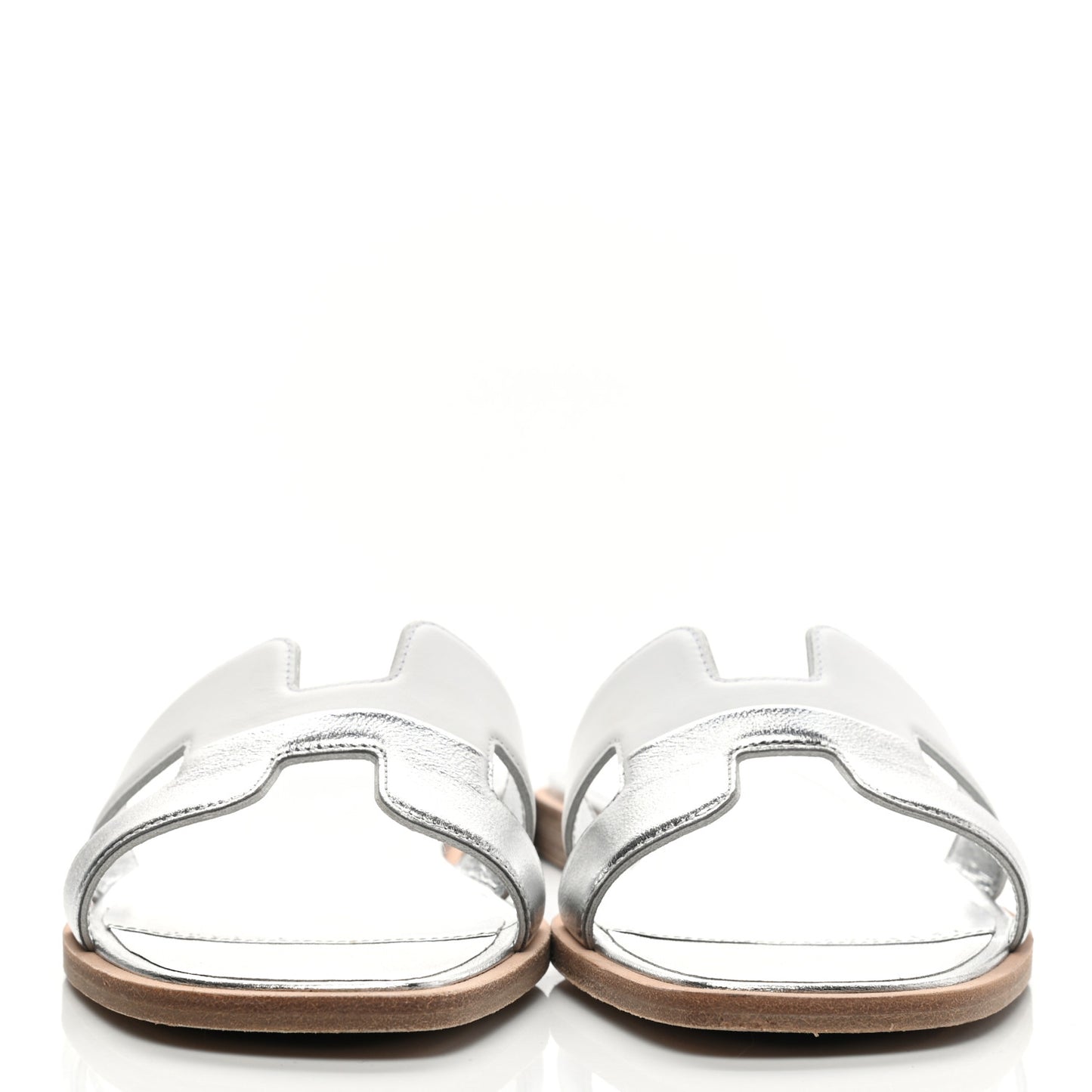 Metallic Nappa Box Oran Sandals 36 White Gris Argente