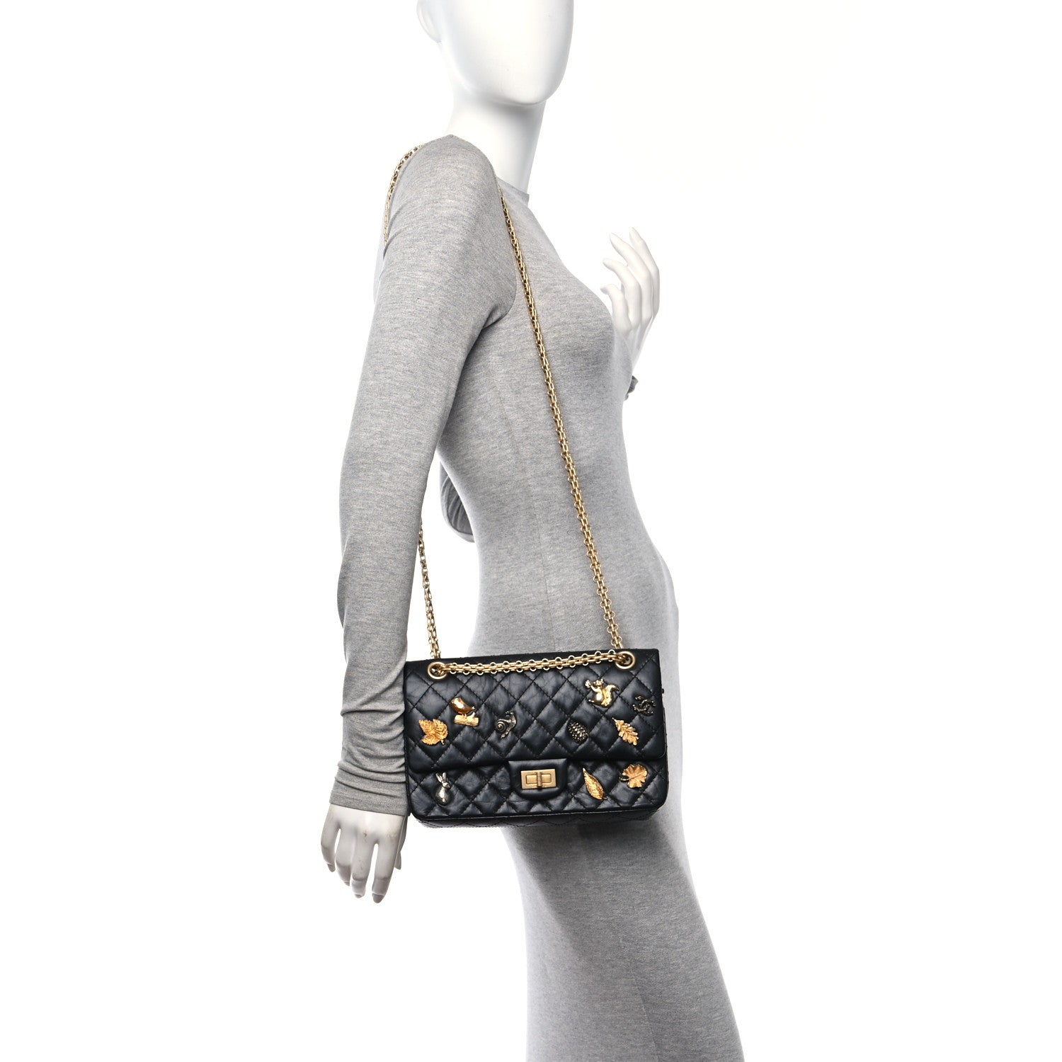 Chanel Aged Calfskin Lucky Charms 2.55 Reissue 225 Flap Black 2 of 12