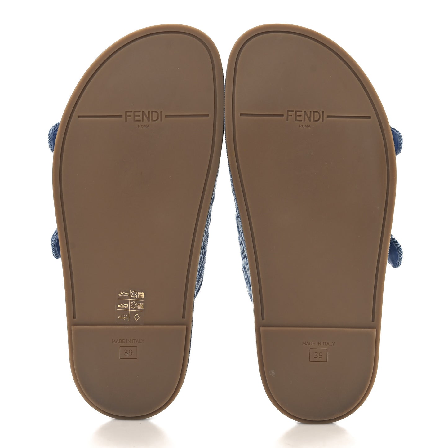 Denim FF Quilted Fendi Feel Buckled Slide Sandals 39 Blue