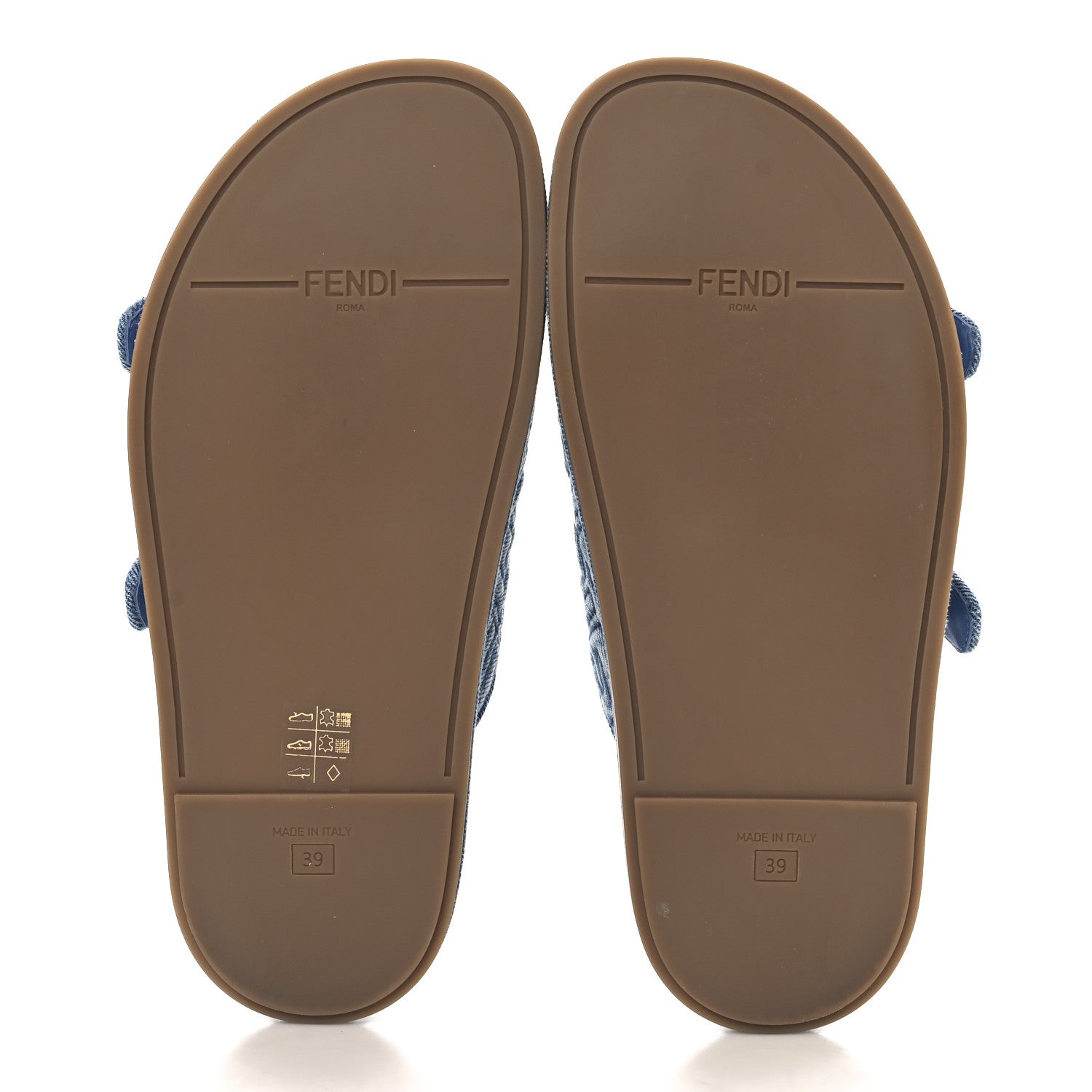 Fendi Denim FF Quilted Fendi Feel Buckled Slide Sandals 39 Blue 6 of 11