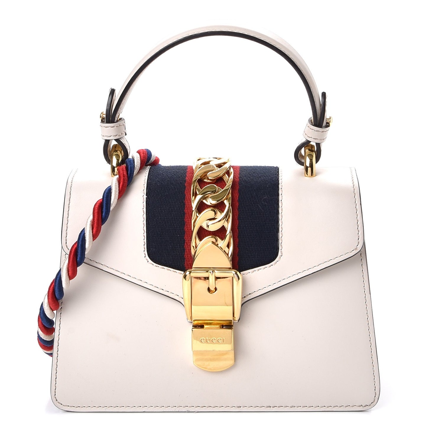 Calfskin Mini Sylvie Top Handle Bag White
