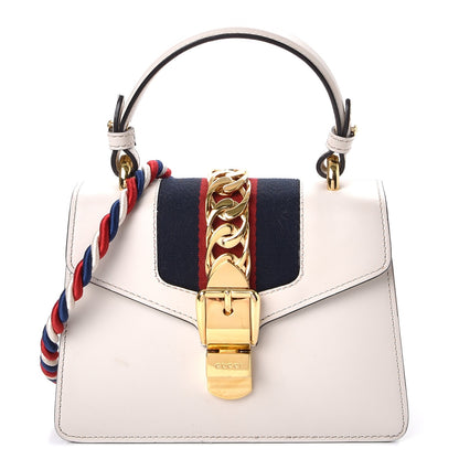 Gucci Calfskin Mini Sylvie Top Handle Bag White 1 of 19