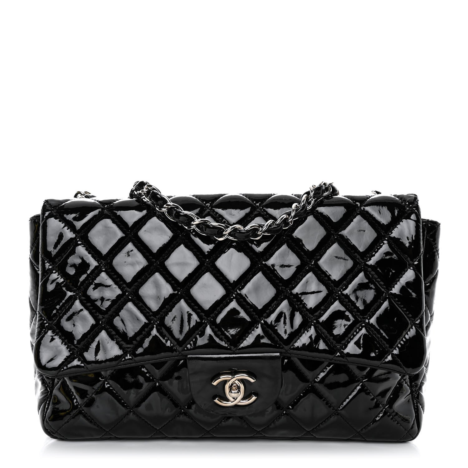 Chanel Patent Quilted Jumbo Single Flap Black 1 of 11