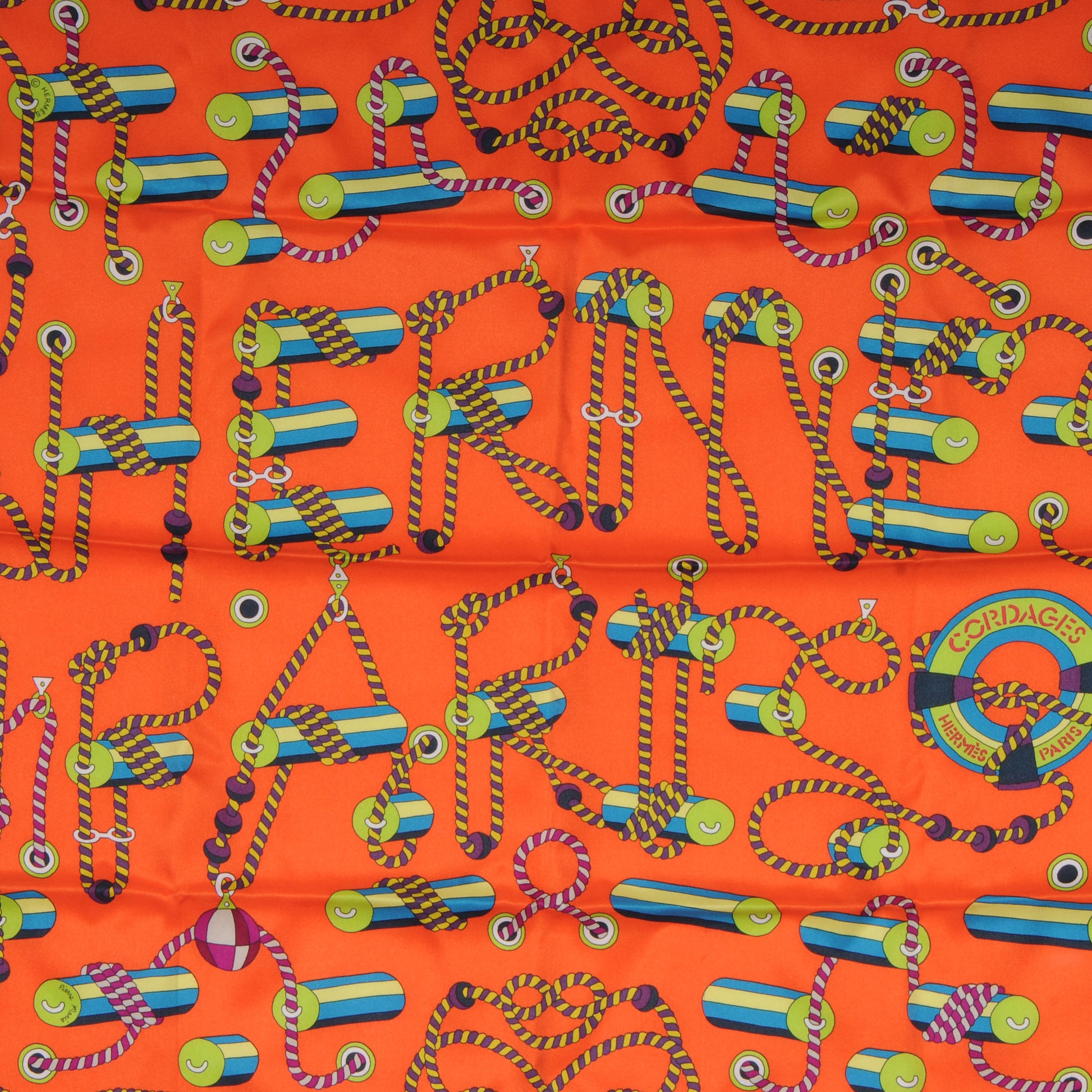 Hermes Silk Cordages Scarf 70 Orange 1 of 4
