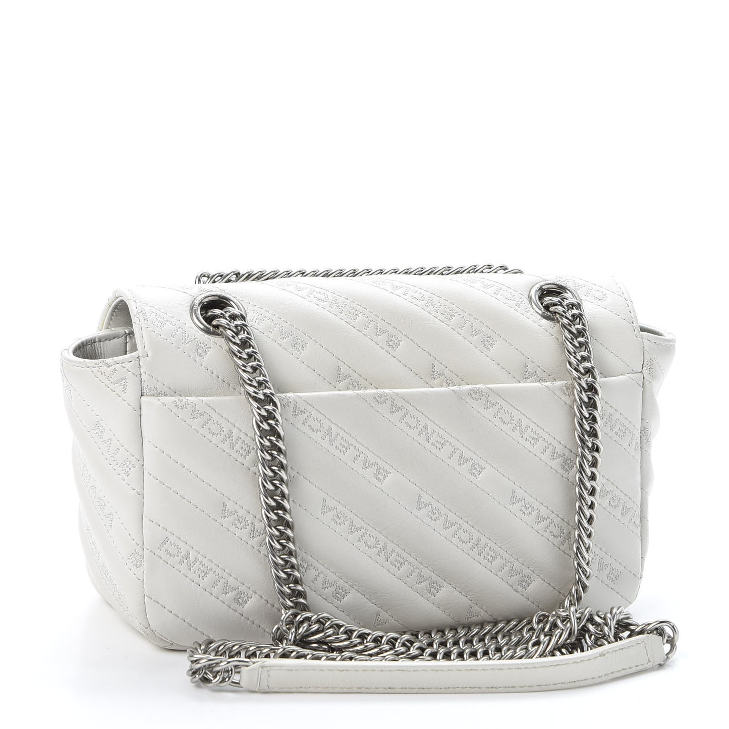 Calfskin Logo Matelasse S BB Round Shoulder Bag White