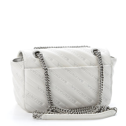 Balenciaga Calfskin Logo Matelasse S BB Round Shoulder Bag White 2 of 9