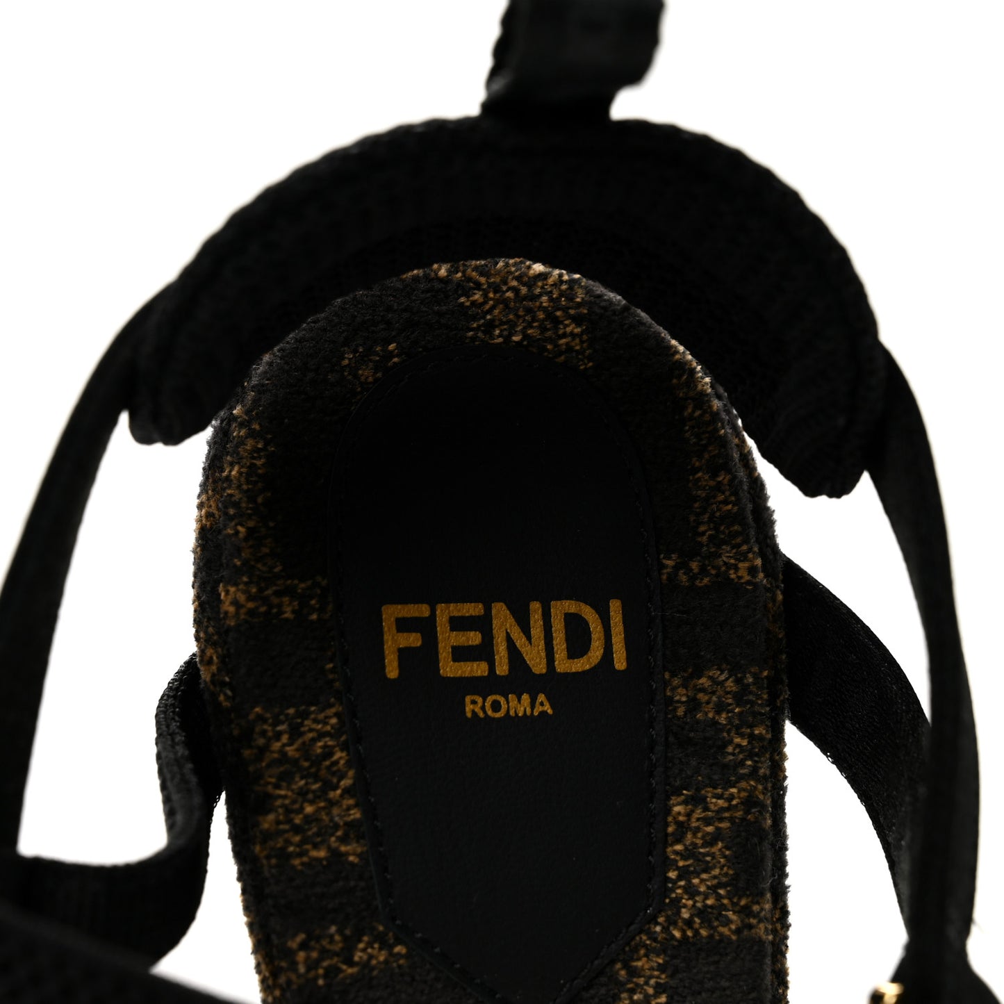 Fabric Jacquard FF Colibri Lite 85mm Slingback Pumps 36 Tobacco Black
