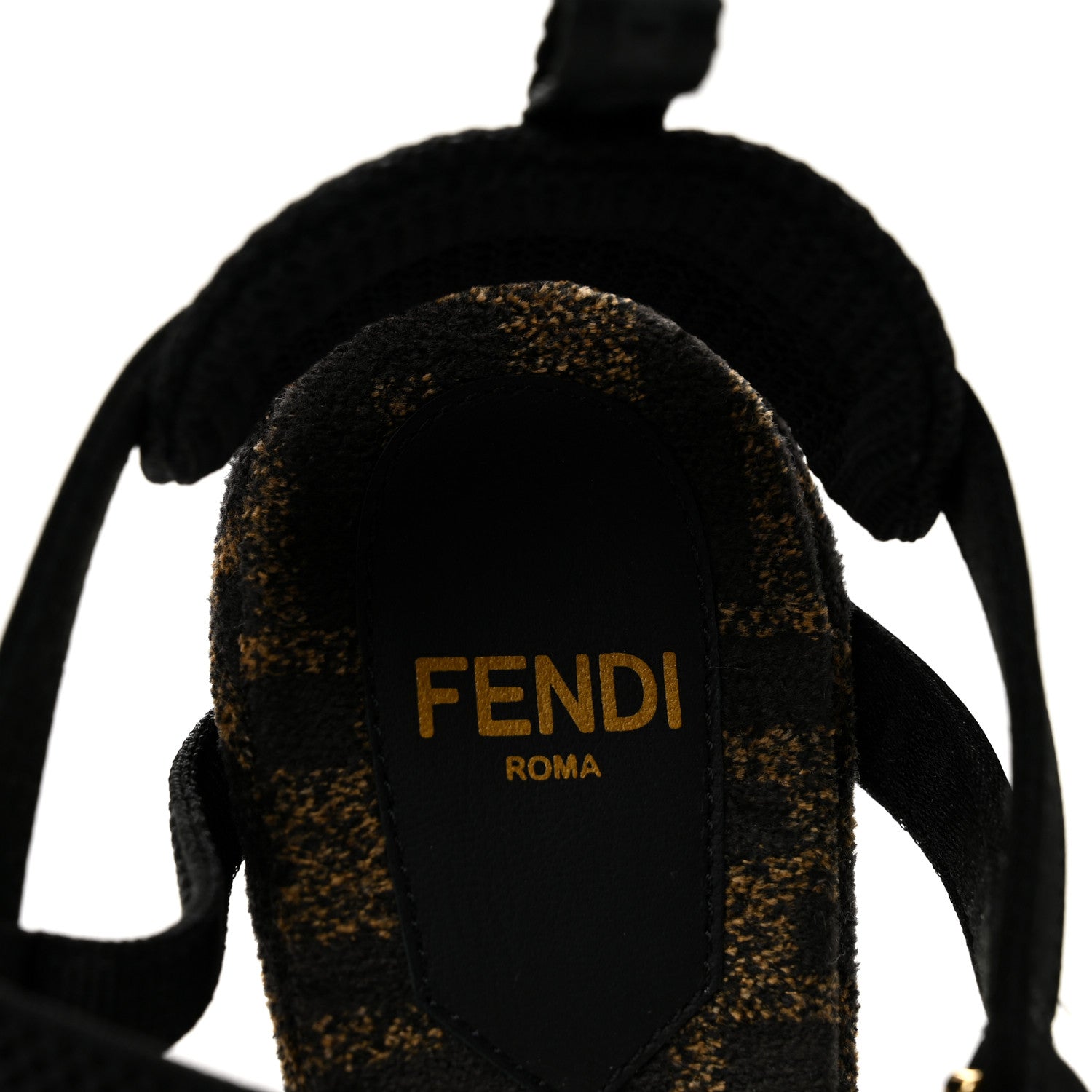 Fendi Fabric Jacquard FF Colibri Lite 85mm Slingback Pumps 36 Tobacco Black 8 of 8