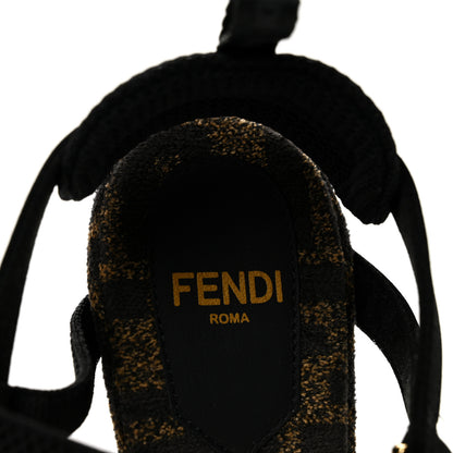 Fendi Fabric Jacquard FF Colibri Lite 85mm Slingback Pumps 36 Tobacco Black 8 of 8