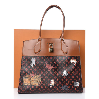 Louis Vuitton Calfskin Catogram City Steamer Cabas XXL Orange Marron 7 of 7