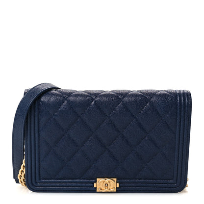 Chanel Caviar Quilted Boy Wallet On Chain WOC Navy 1 of 12
