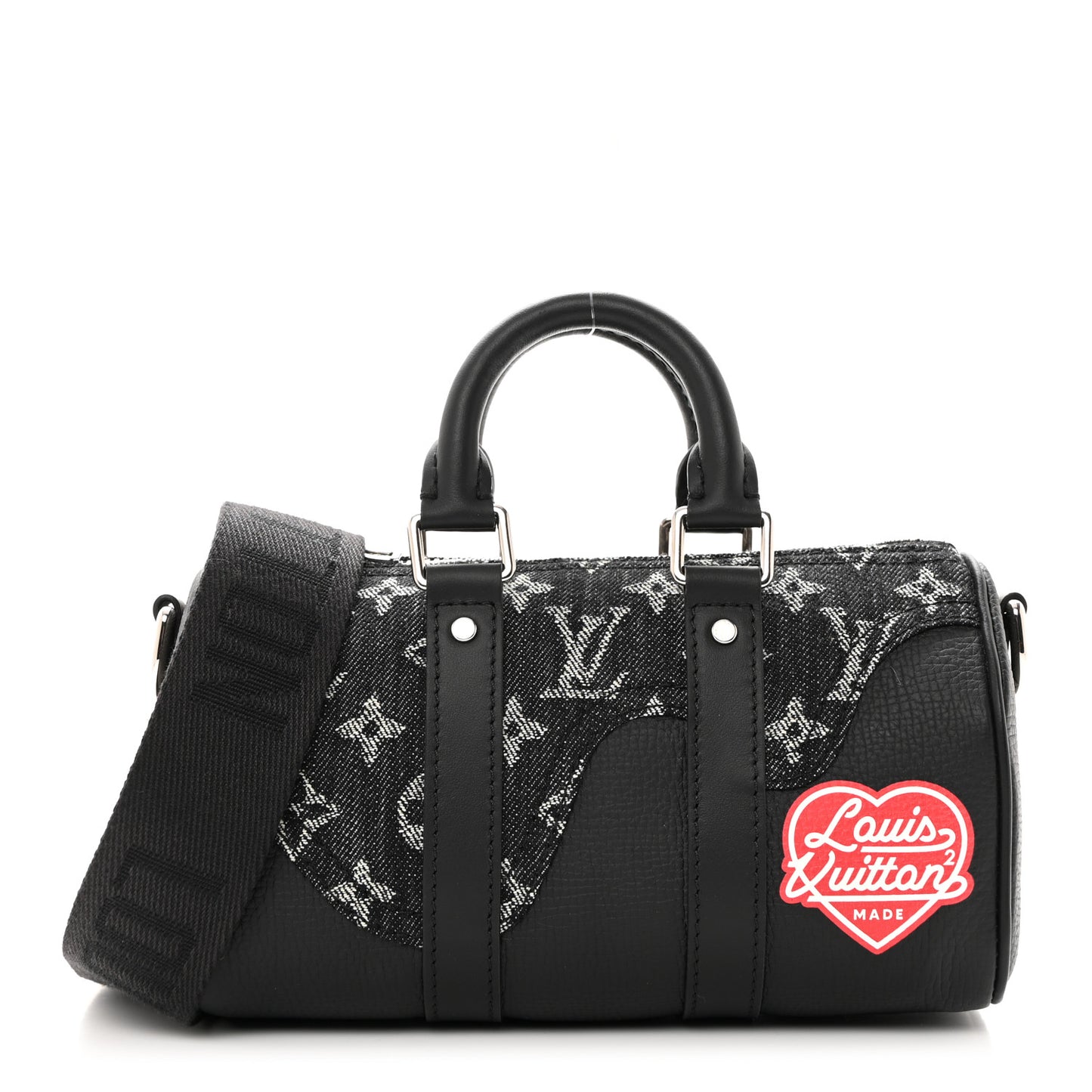 X NIGO Taurillon Monogram Denim Drip Keepall XS Black