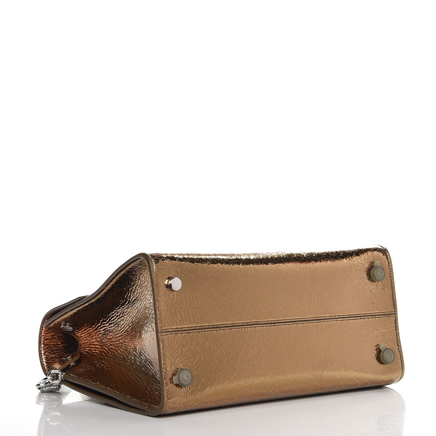Metallic Calfskin Medium Diorever Flap Bronze