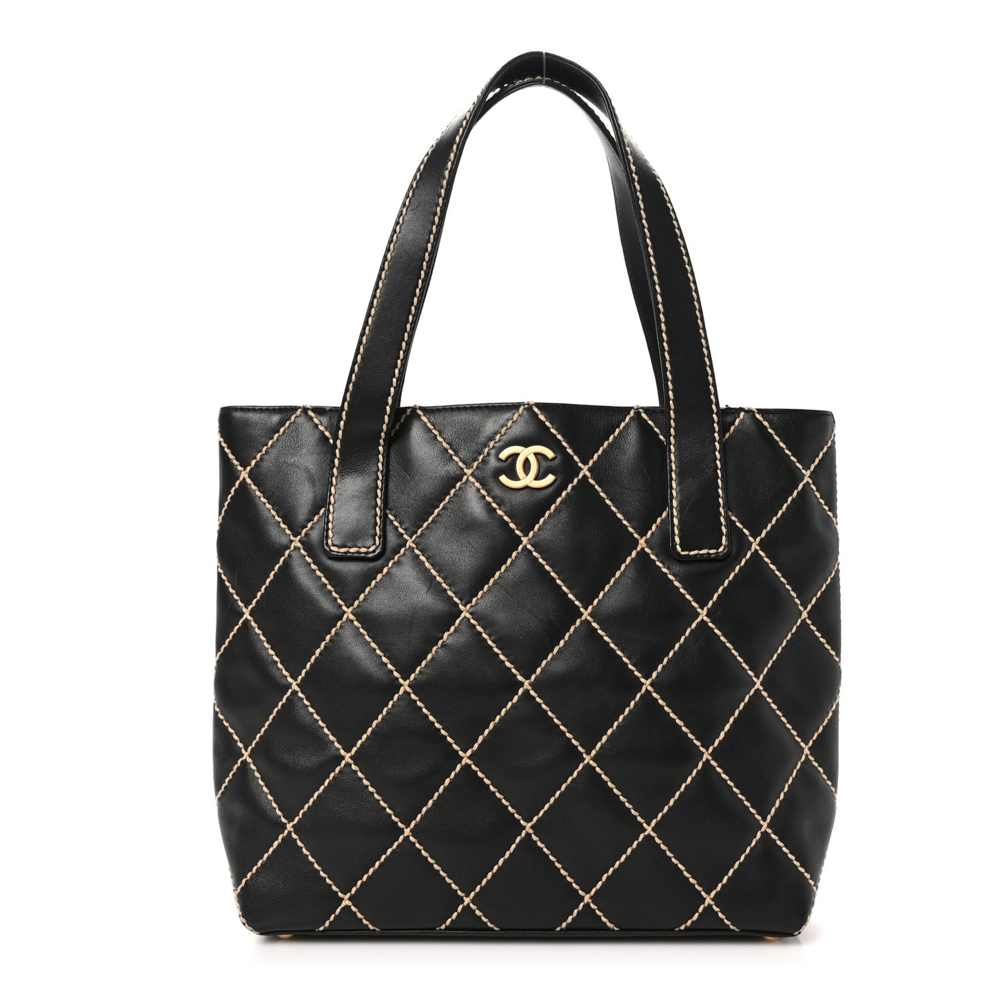 Calfskin Wild Stitch Tote Black