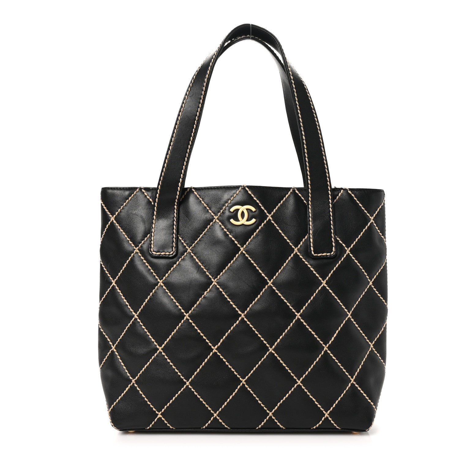 Chanel Calfskin Wild Stitch Tote Black 1 of 10