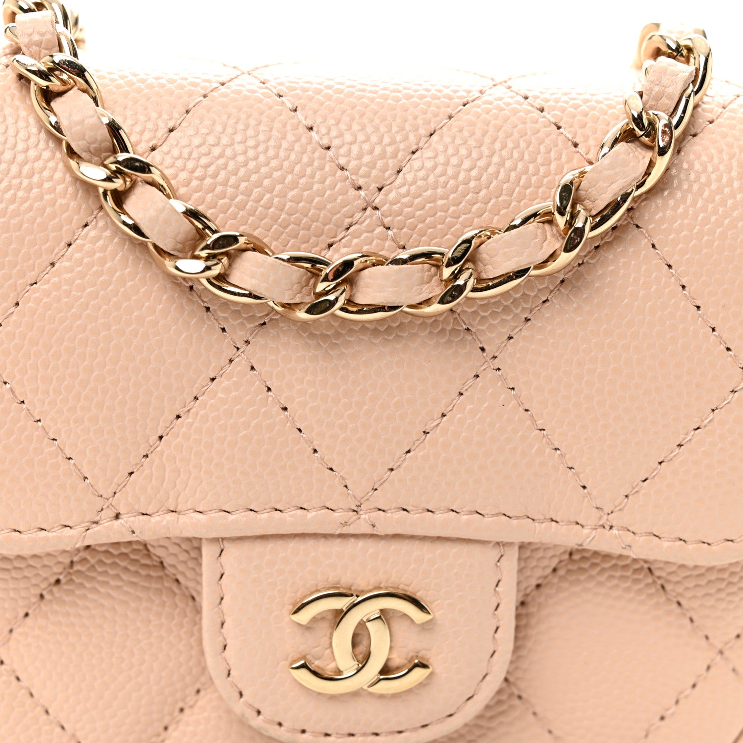 Chanel Caviar Quilted Mini Clutch With Chain Light Beige 9 of 11