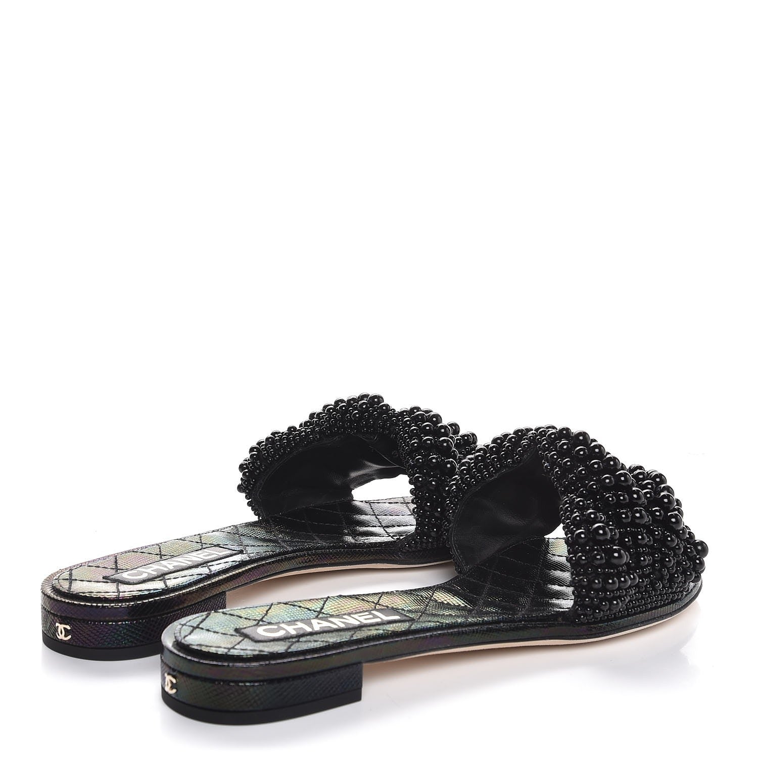 Chanel Fantasy Calfskin Pearl Cord CC Mules 40 Black 4 of 10