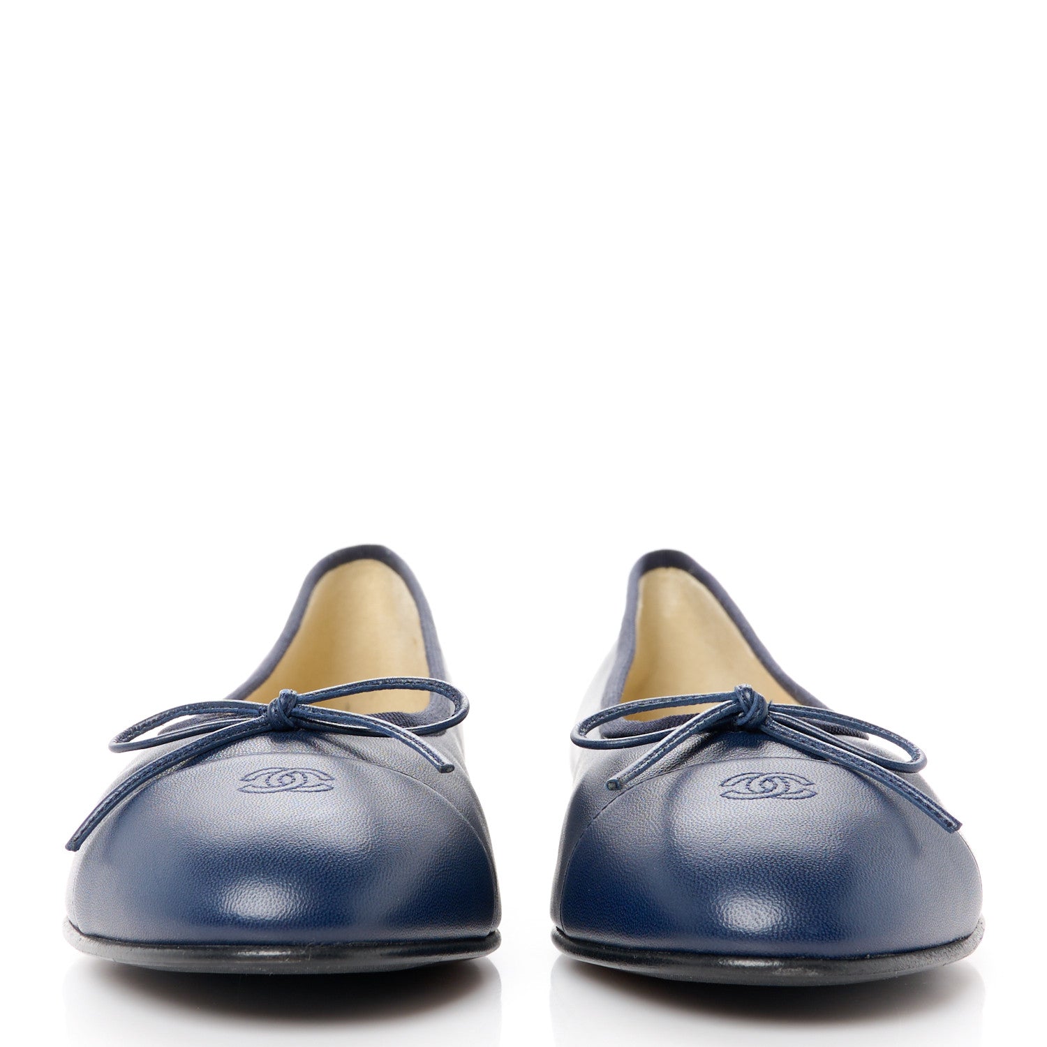 Chanel Lambskin CC Cap Toe Ballerina Flats 38 Navy 2 of 8
