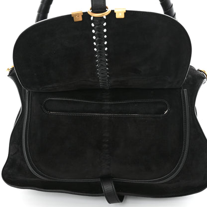 Chloe Suede Calfskin Braided Medium Marcie Double Carry Black 6 of 11