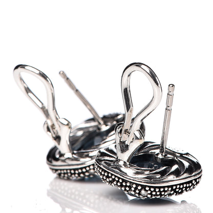 David Yurman Sterling Silver Hampton Blue Topaz Diamond Midnight Melange Earrings 3 of 4