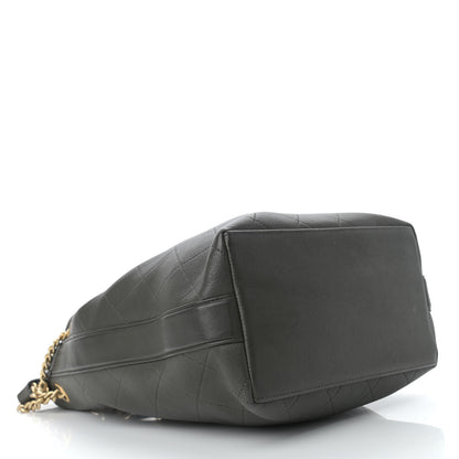 Chanel Calfskin Quilted Small On My Shoulder Drawstring Bag Dark Green 4 of 11