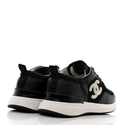 Chanel Calfskin Mesh Lycra Suede Womens Logo Sneakers 36 Black 4 of 8
