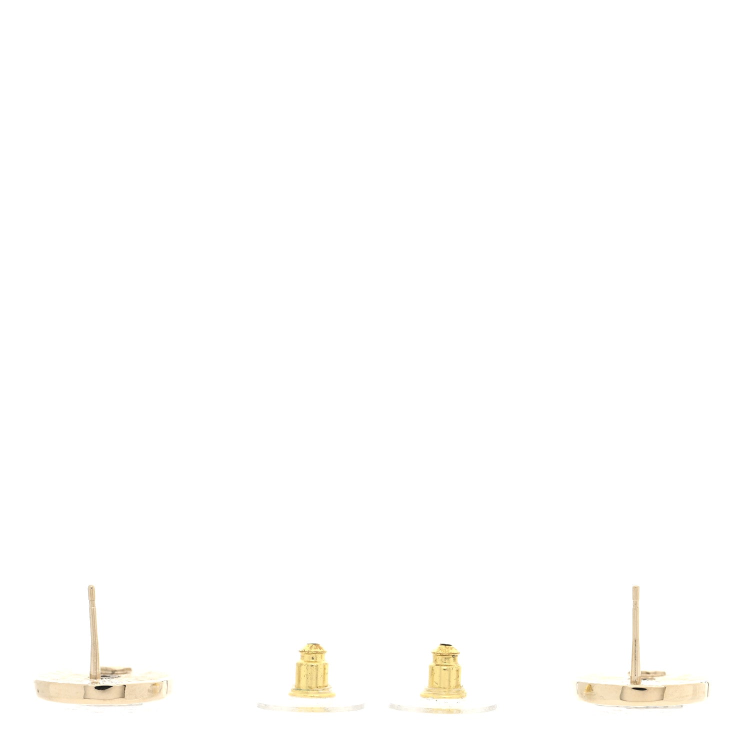 Chanel Metal Crystal CC Logo Round Earrings Gold Silver 3 of 5