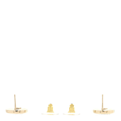 Chanel Metal Crystal CC Logo Round Earrings Gold Silver 3 of 5