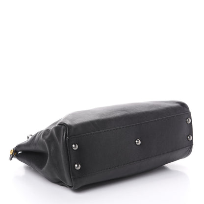 Fendi Goatskin Zucca Medium Peekaboo Iconic Satchel Black Tobacco 4 of 10