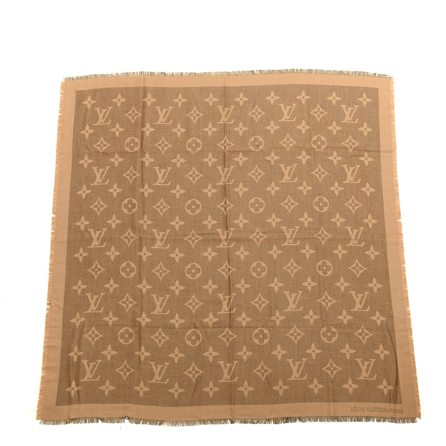 Cashmere Silk Monogram Giant Shawl Beige