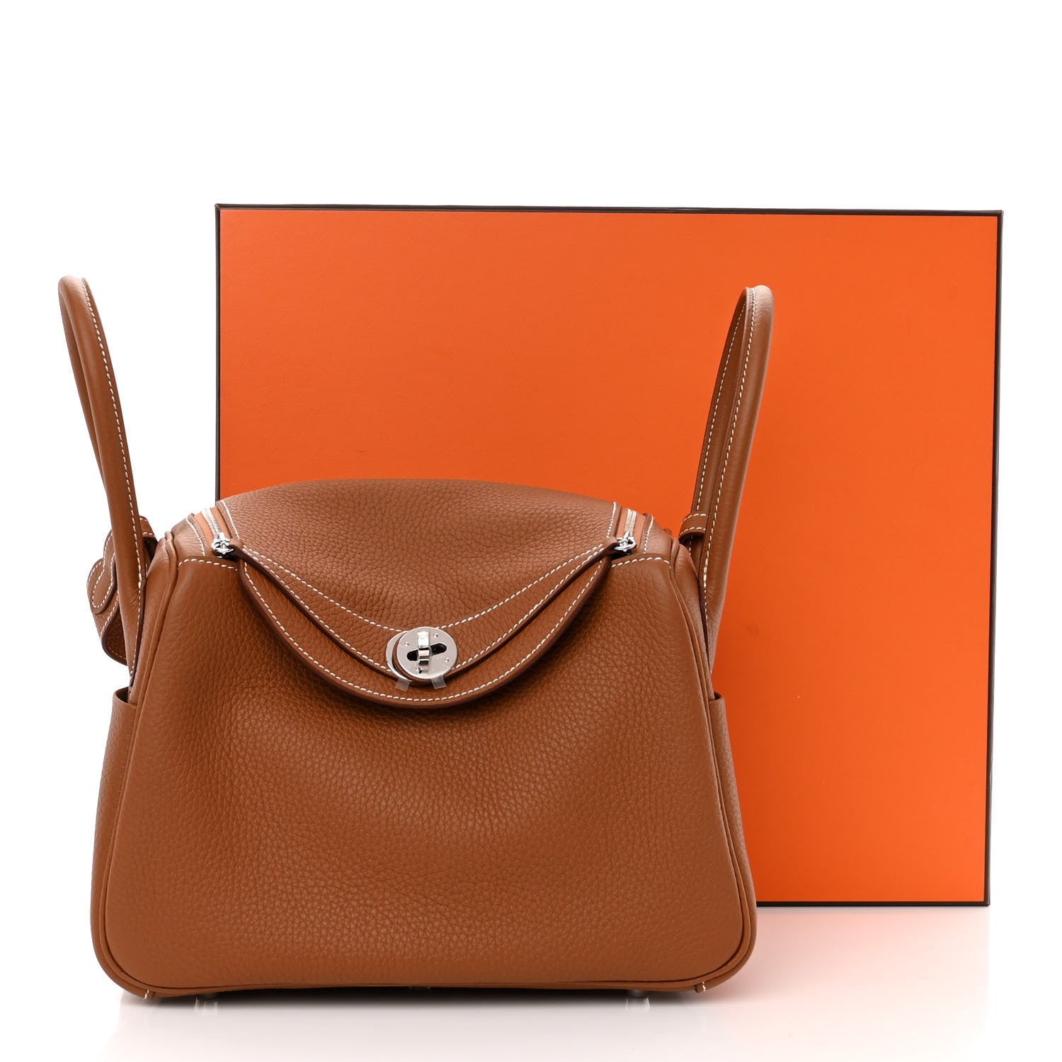 Hermes Taurillon Clemence Lindy 26 Gold 10 of 10