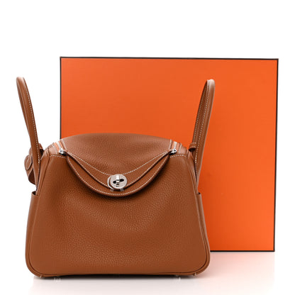 Hermes Taurillon Clemence Lindy 26 Gold 10 of 10