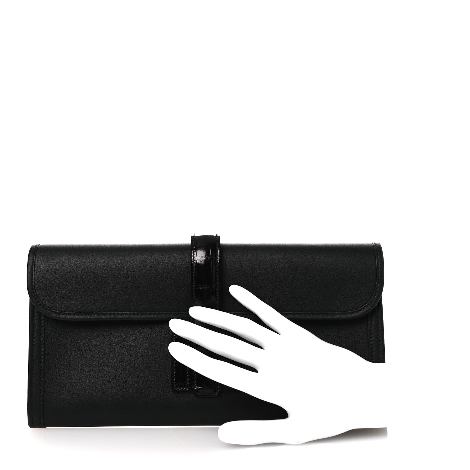Hermes Swift Shiny Alligator Jige Elan 29 Touch Clutch Black 2 of 11