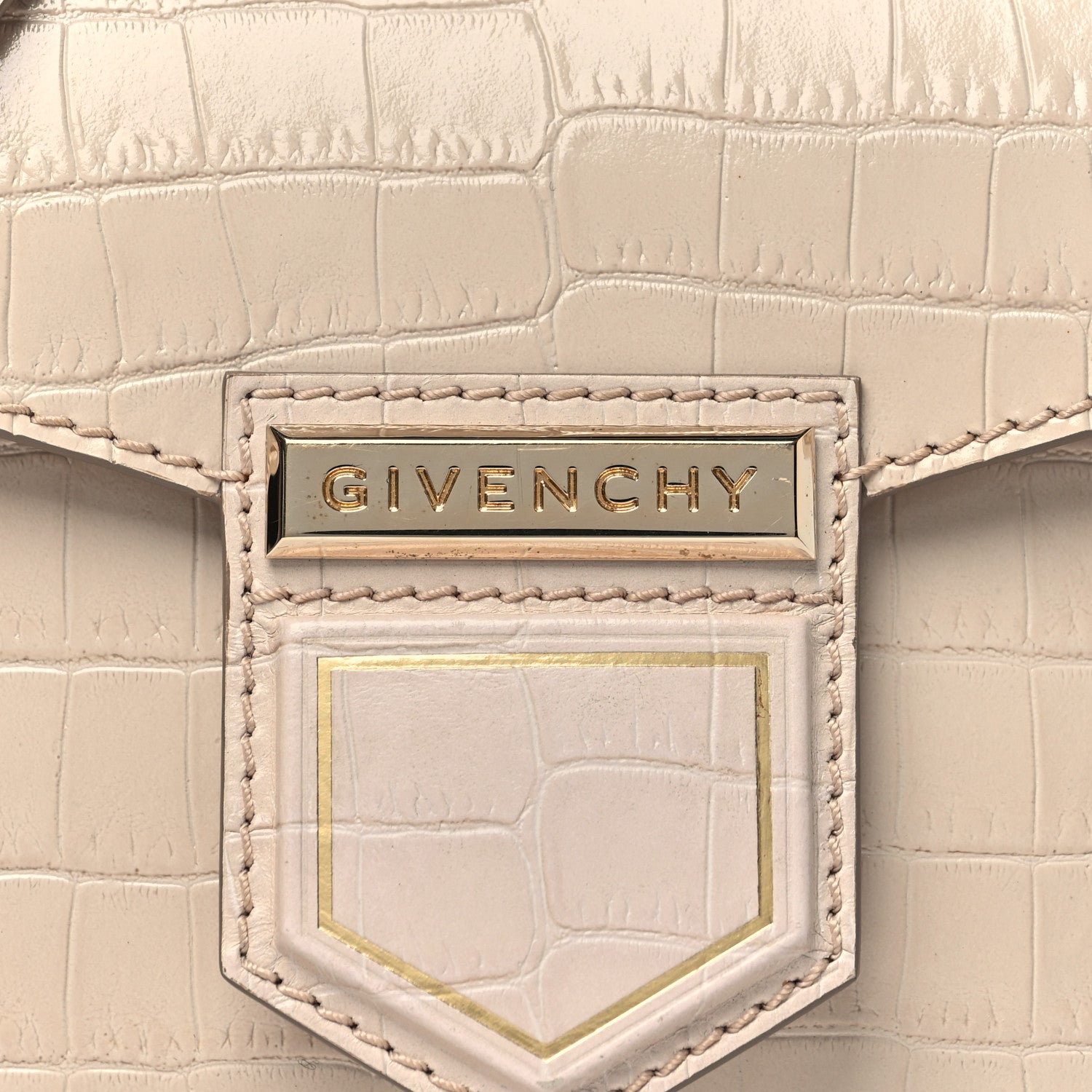 Givenchy Calfskin Crocodile Embossed Mini Nobile Shoulder Bag Nude Pink 7 of 9