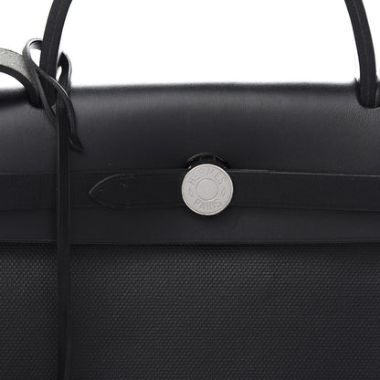 Hermes Toile H Berline Vache Hunter Herbag Zip PM 31 Black Ecru 13 of 14