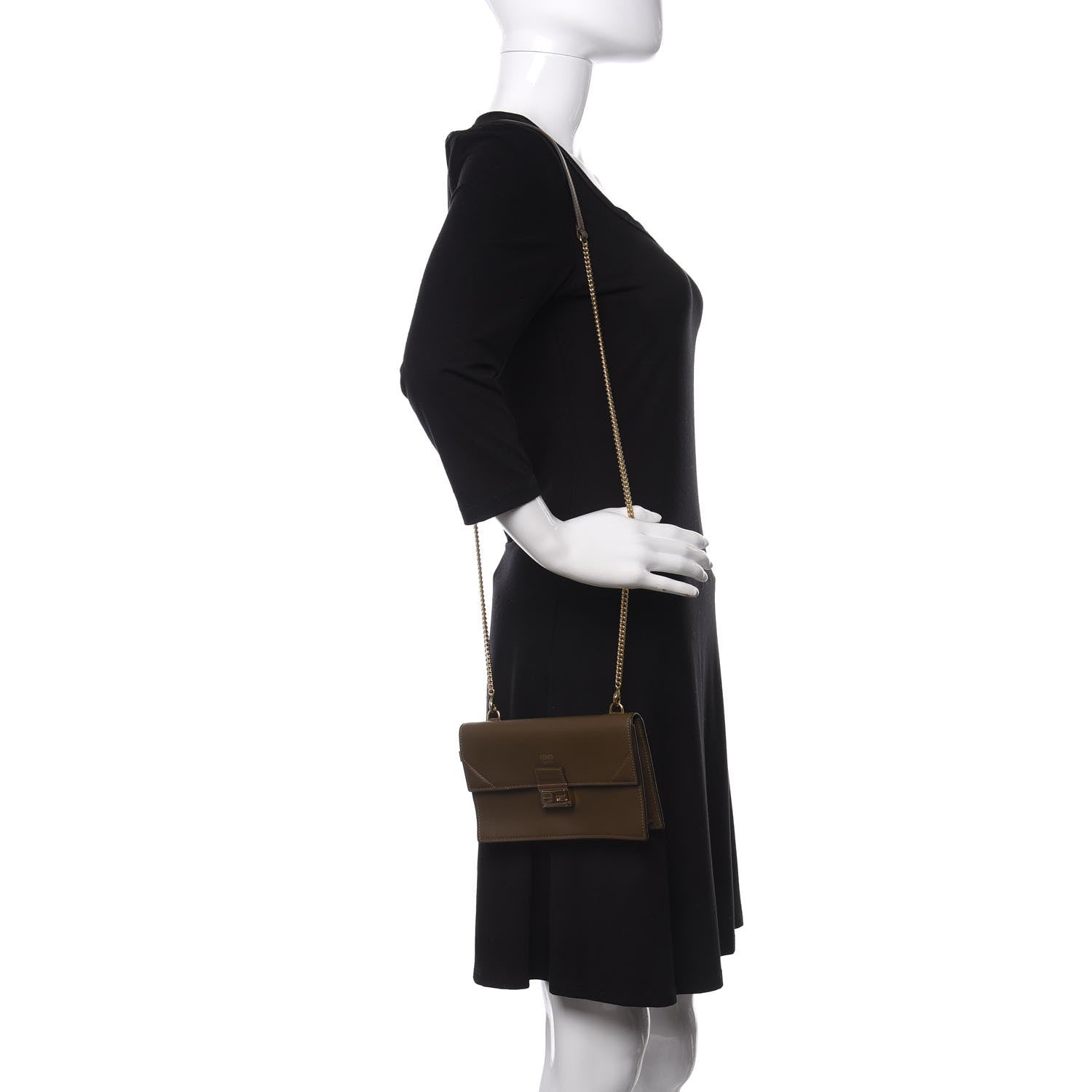 Fendi Vitello Grace Matte Kan U Wallet On Chain Wood 2 of 11
