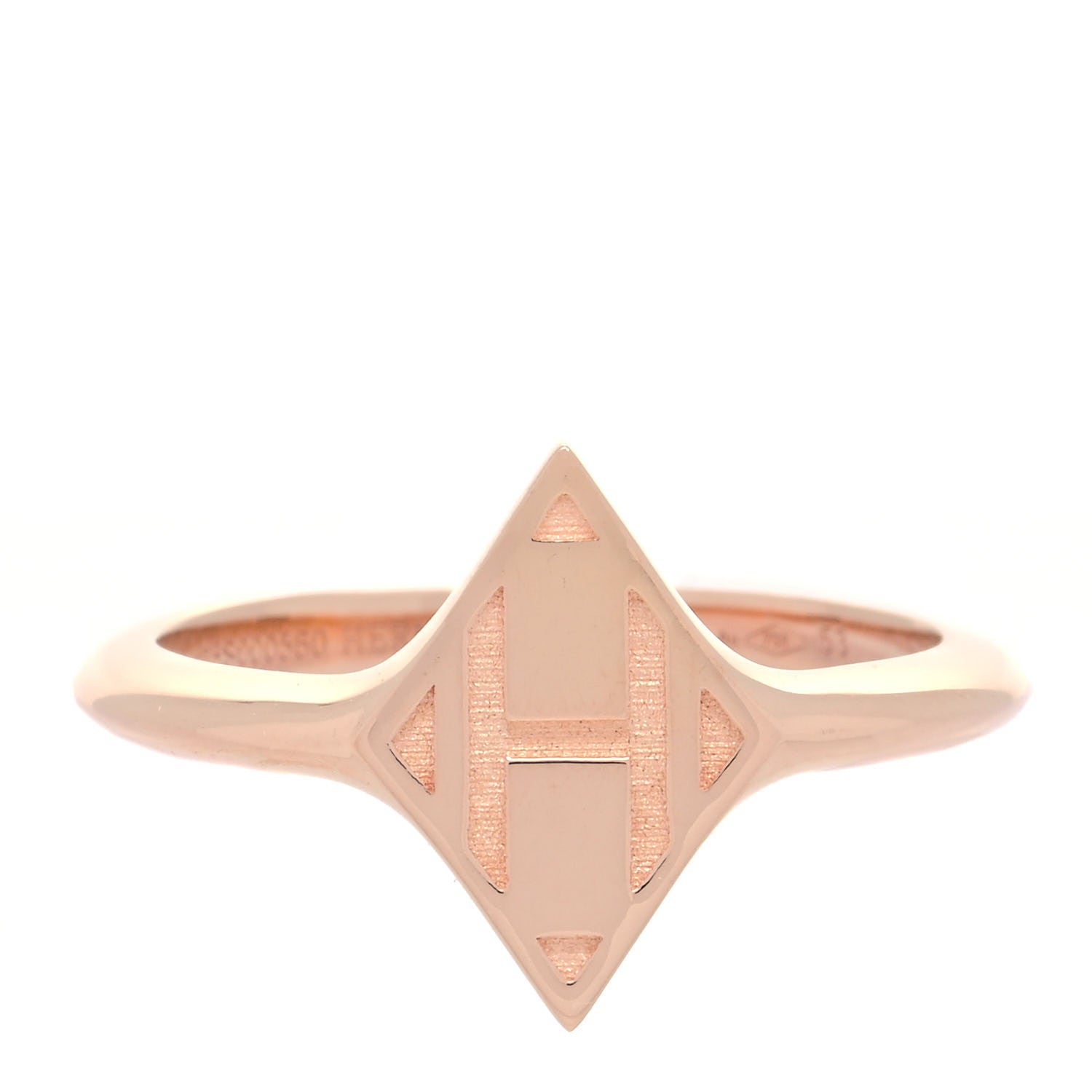 Hermes 18K Rose Gold Gambade H Band Ring 53 6.25 1 of 5
