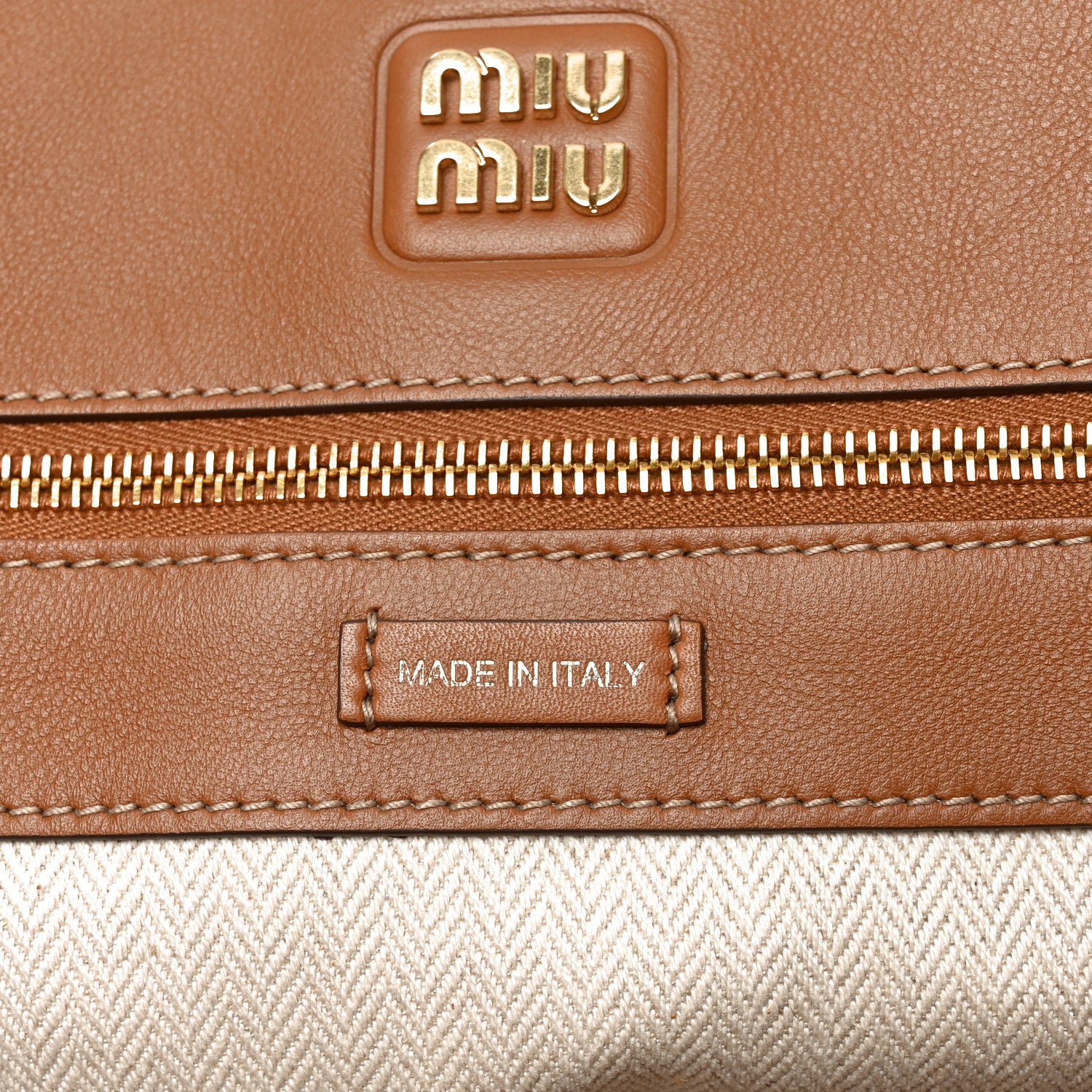 Miu Miu Soft Calf Top Handle Shoulder Bag Cognac 6 of 10