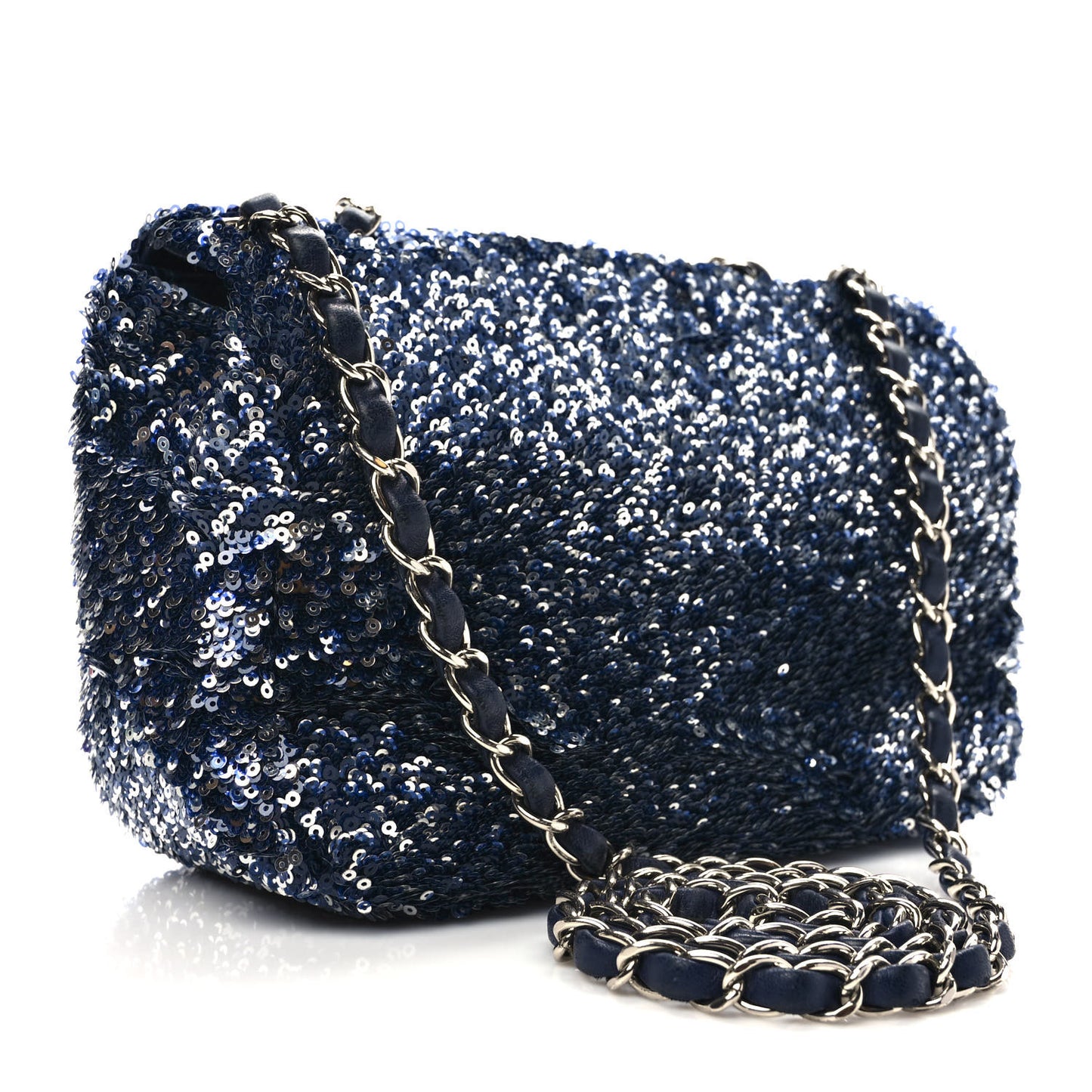 Sequin Medium Single Flap Blue