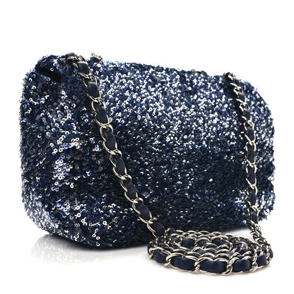 Chanel Sequin Medium Single Flap Blue 3 of 9