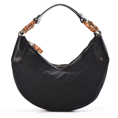 Gucci Monogram Bamboo Ring Hobo Black 1 of 8