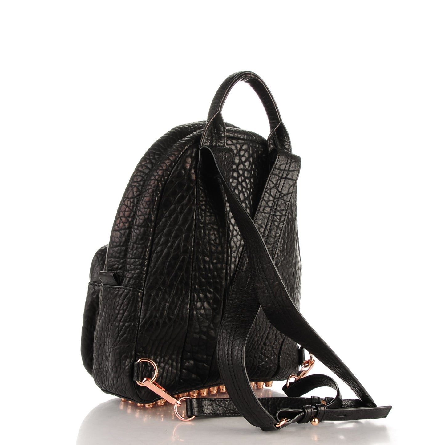 Pebbled Lambskin Dumbo Backpack Black Rose Gold Hardware