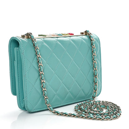 Chanel Lambskin Quilted Trendy CC Wallet On Chain WOC Turquoise 2 of 10