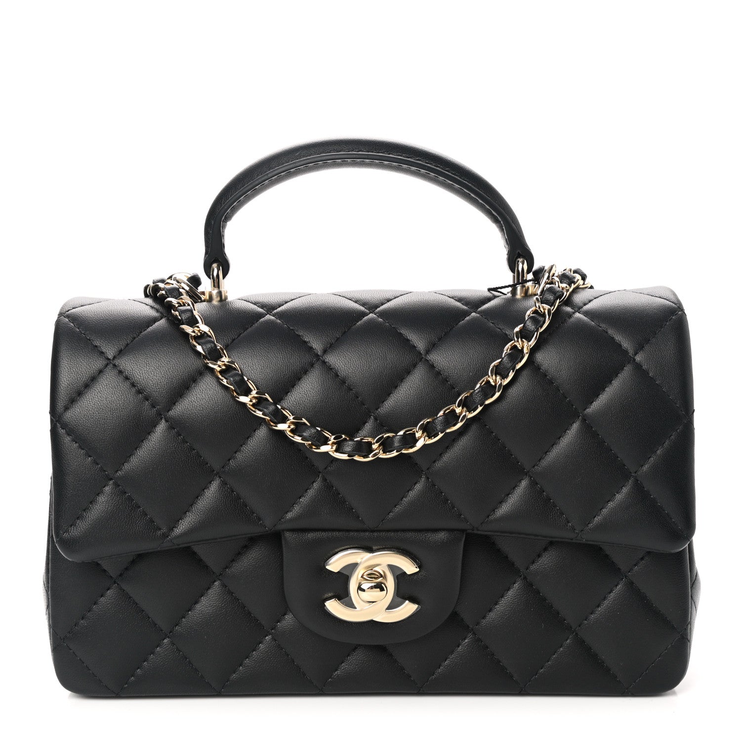 Chanel Lambskin Quilted Mini Top Handle Rectangular Flap Black 1 of 11