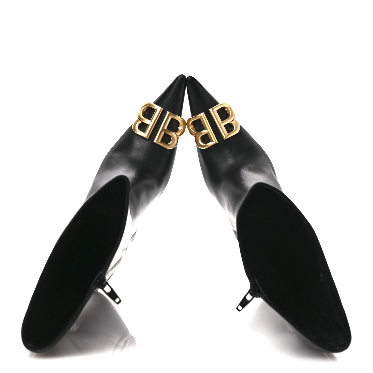 Shiny Calfskin BB Knife Booties 38 Black Gold