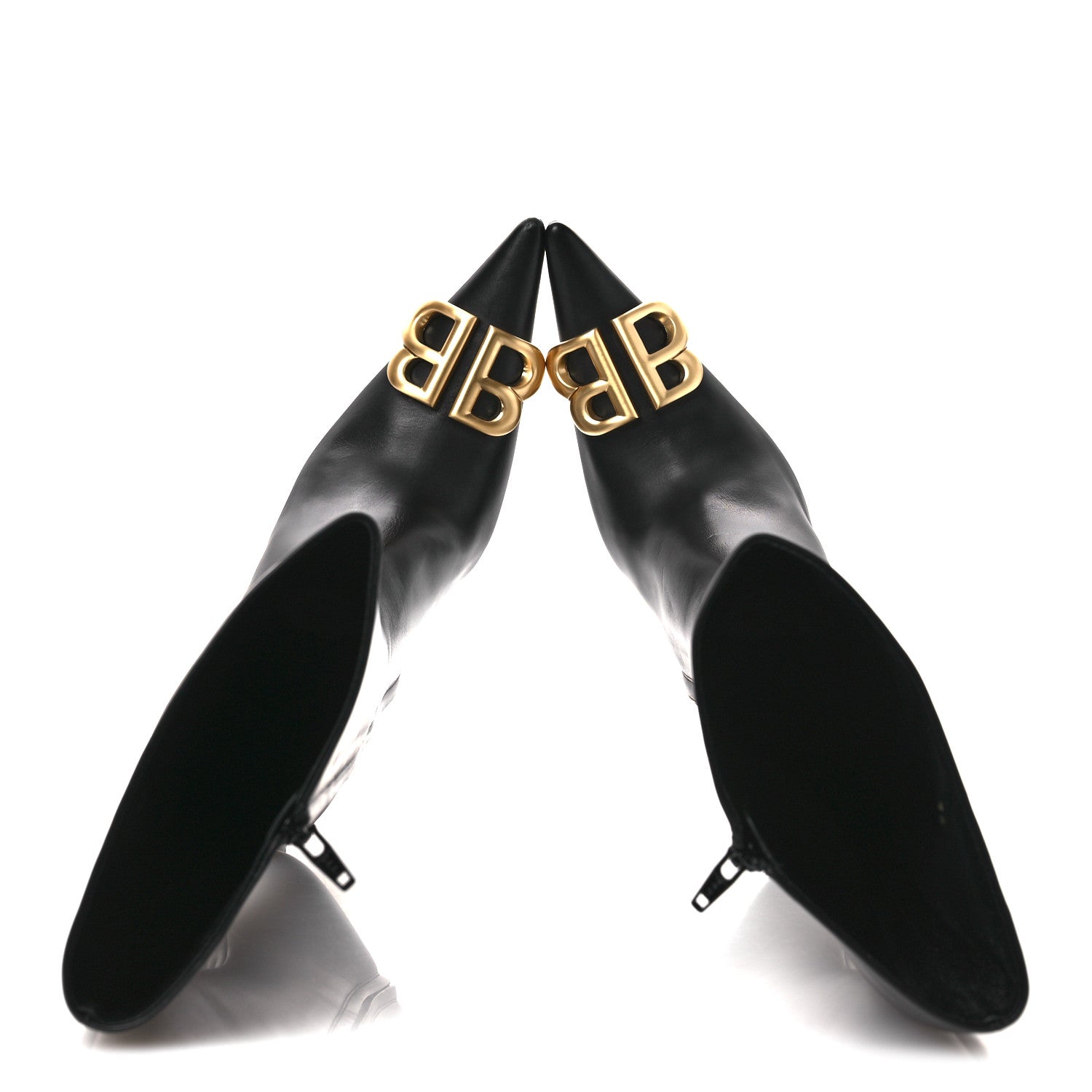 Balenciaga Shiny Calfskin BB Knife Booties 38 Black Gold 2 of 13