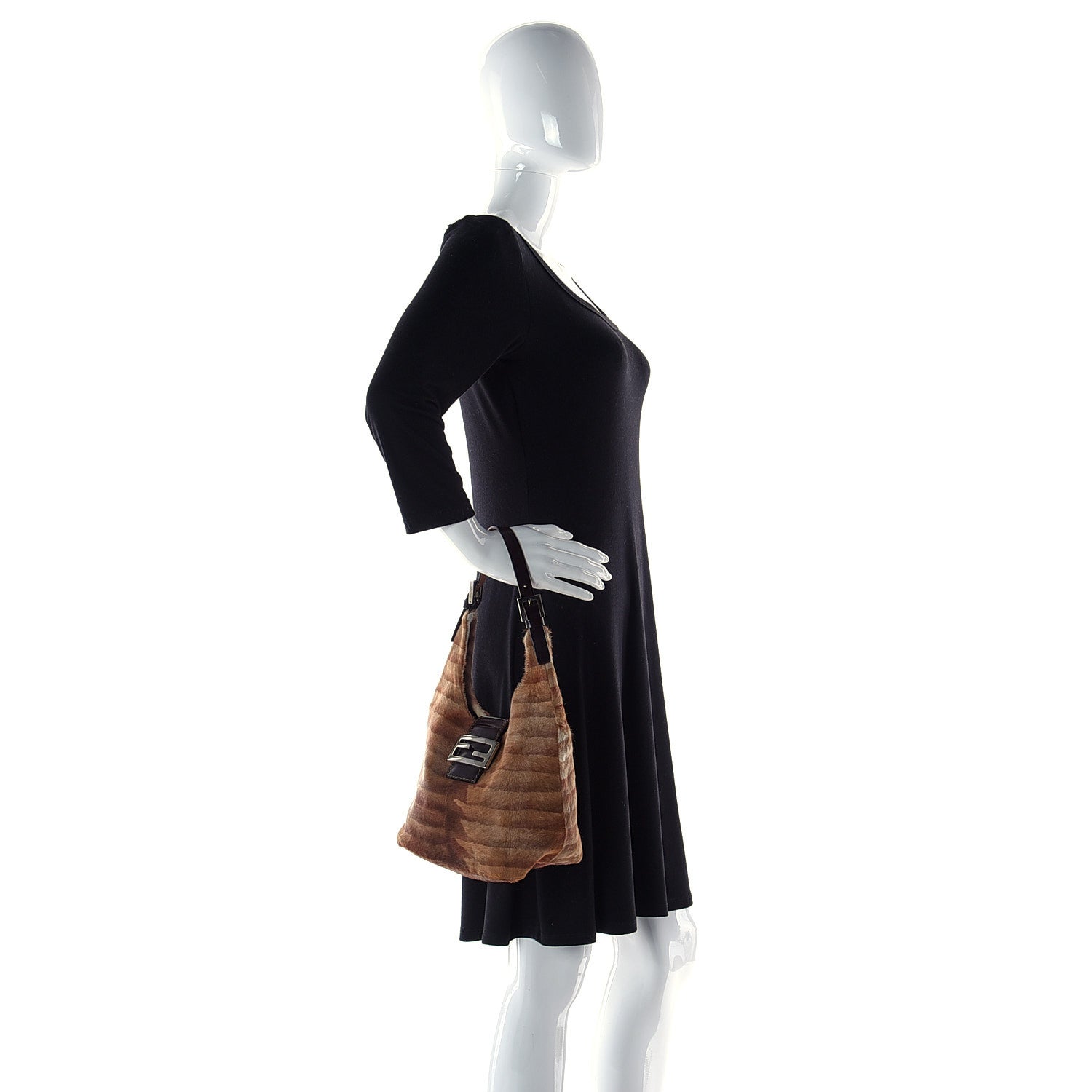 Fendi Calf Hair Zebra Print Shoulder Bag Brown 13 of 13